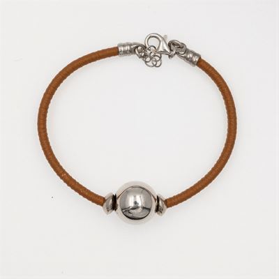 Bracciale in Argento e Cuoio Diametro 6 CM.
