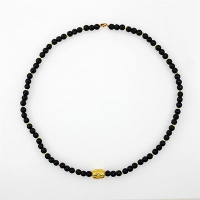 Collana Agata Nera e Ematite Gialla, Chiusura in Oro Giallo 18kt