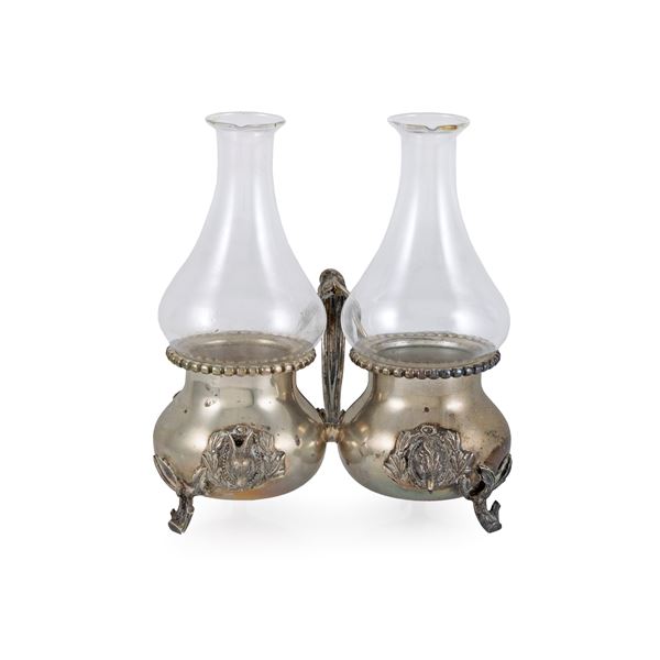 Silver and glass cruet  (Italy, 20th century)  - Auction Fine Silver and the Art of the Table - Colasanti Casa d'Aste