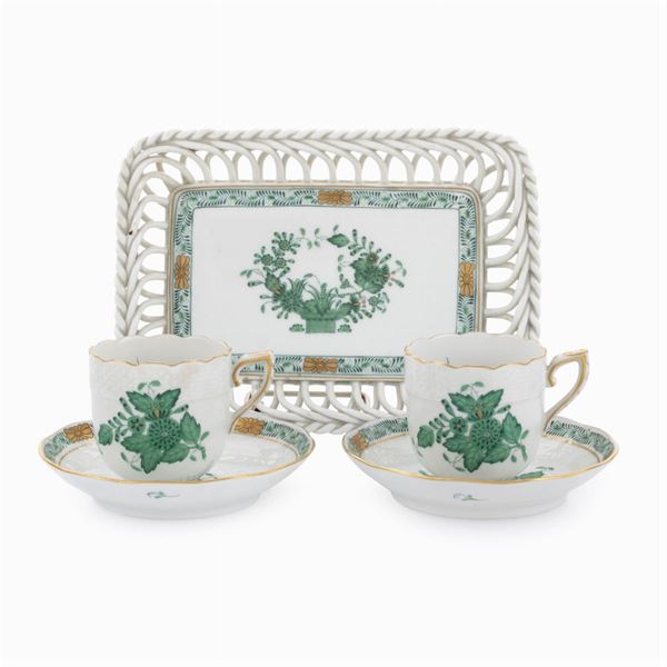 Herend, for Candida Tupini, Rome, set of polychrome porcelain objects (11)