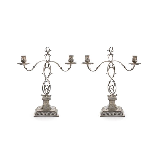 Pair of silver candlesticks  (Germany, 19th-20th century)  - Auction Fine Silver and the Art of the Table - Colasanti Casa d'Aste