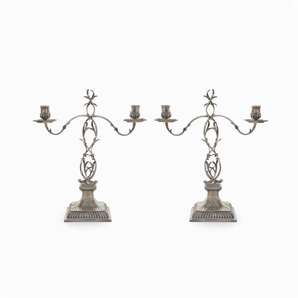 Pair of silver candlesticks