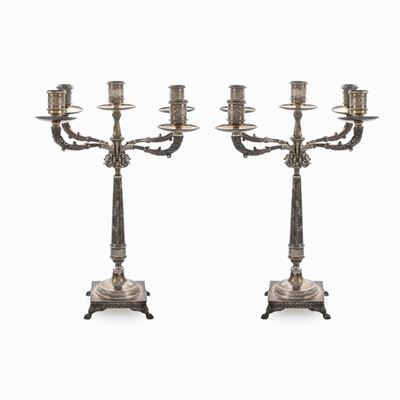 Coppia di Candelabri in Argento