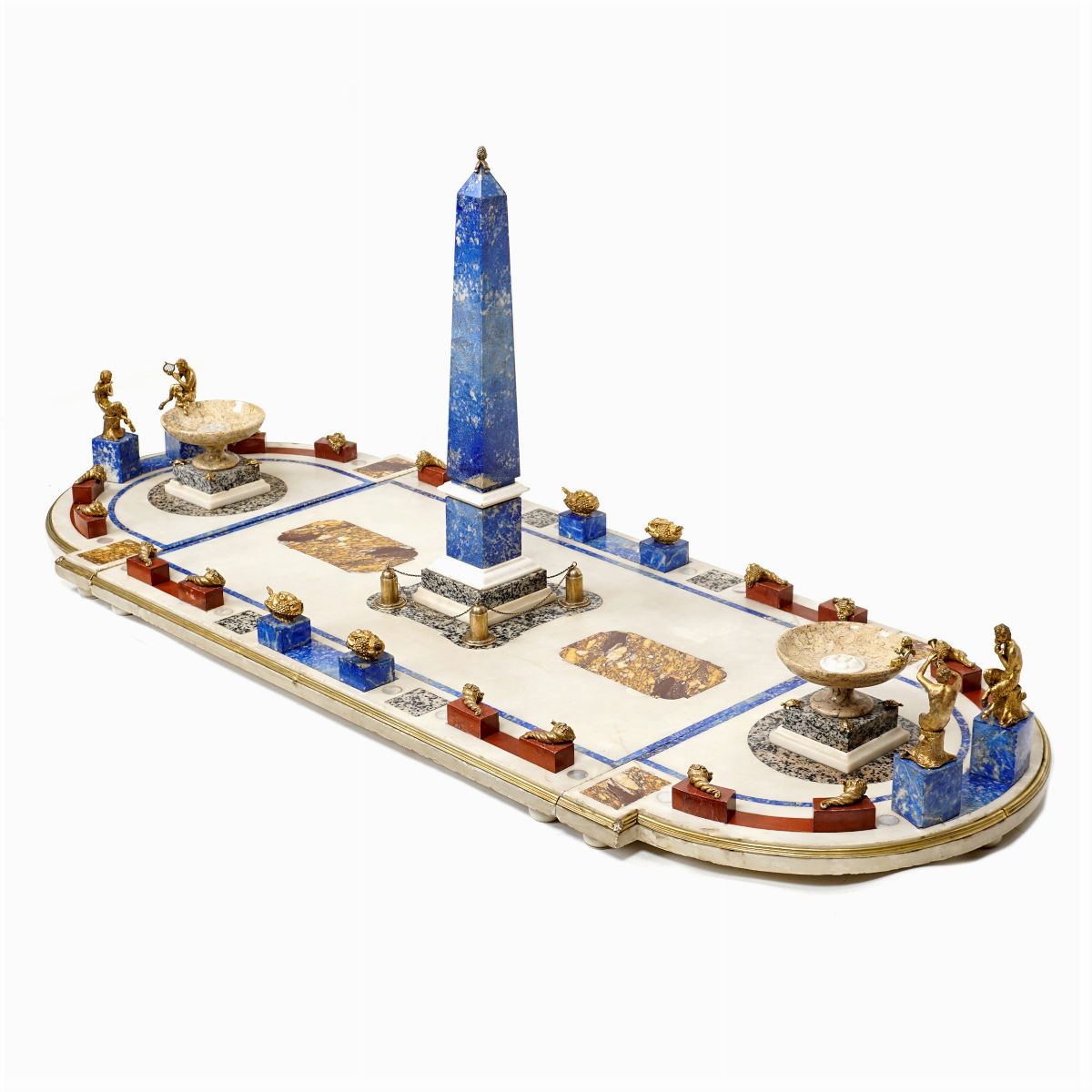 Surtout De Table in Pietre, Marmi Policromi e Bronzo