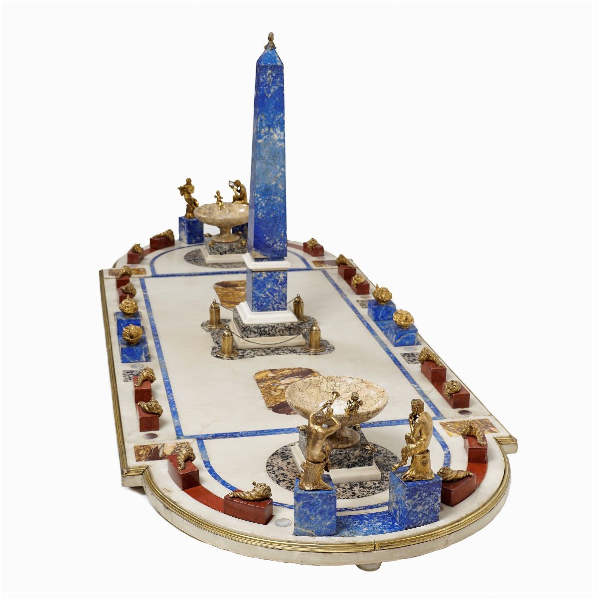 Surtout De Table in Pietre, Marmi Policromi e Bronzo