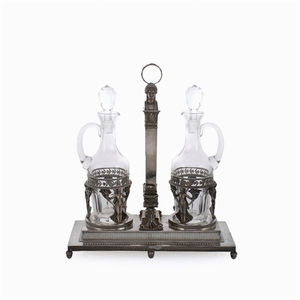 Silver and crystal cruet