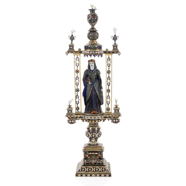 Silver and polychrome enamel sculpture