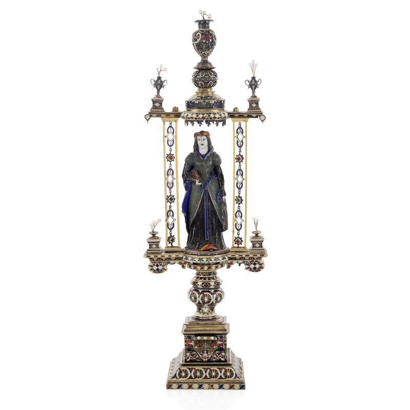 Scultura in Argento e Smalti Policromi