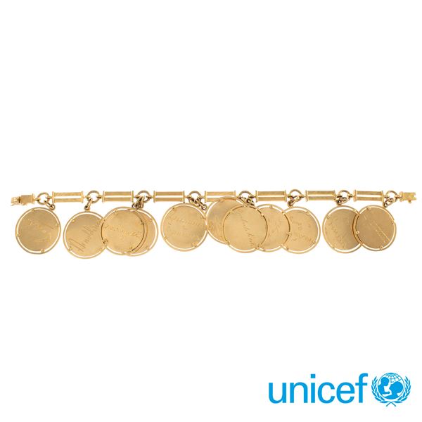 18kt yellow gold geometric link bracelet