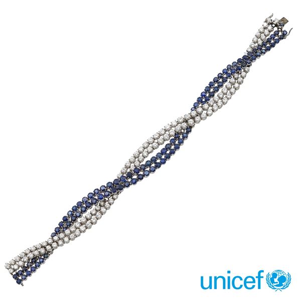 18kt white gold with diamonds and sapphires bracelet