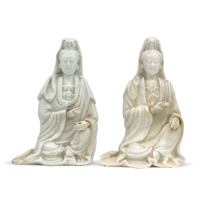 Coppia di Guanyin in Porcellana Blanc De Chine