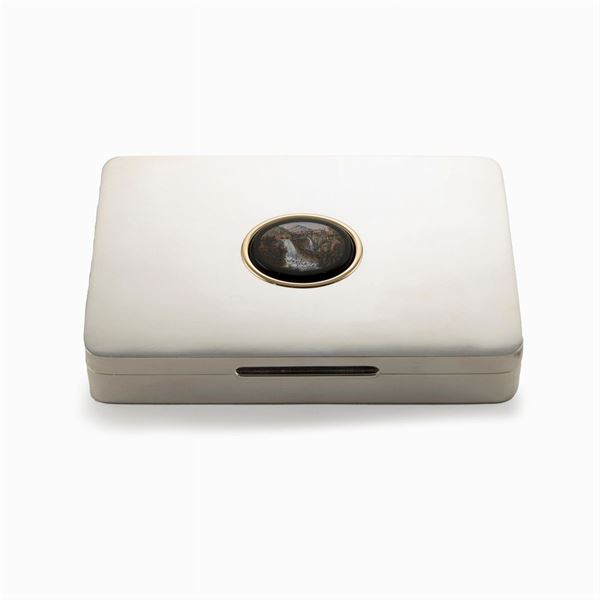 Rectangular silver, gold and micromosaic box