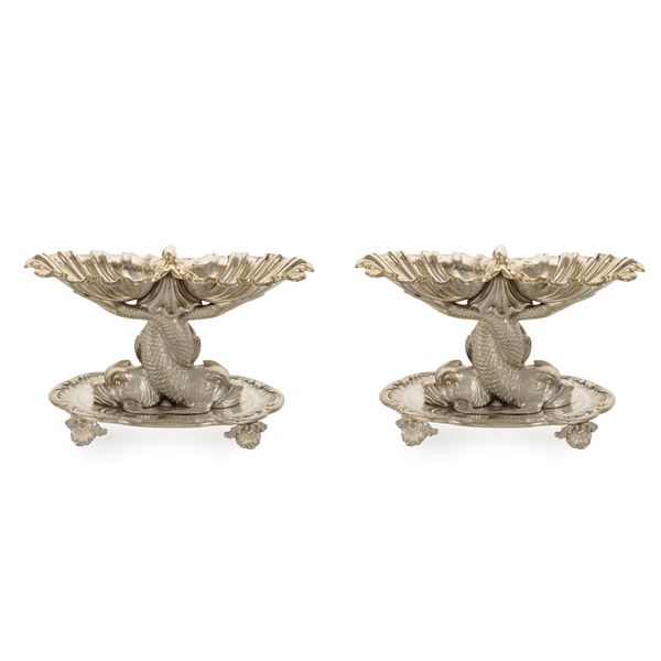 Pair of silver salt cellars  (France, 1819-1838)  - Auction Fine Silver and the Art of the Table - Colasanti Casa d'Aste