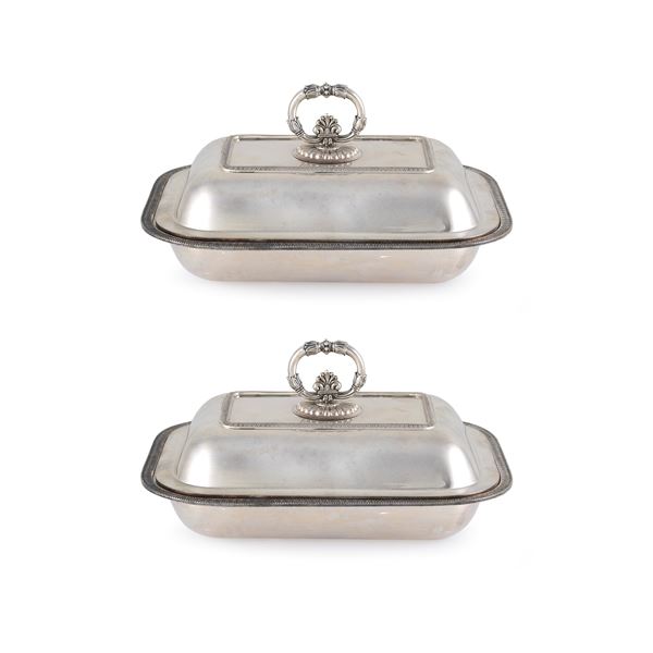 Pair of silver vegetable dishes