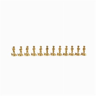 Set di 12 Segnaposto in Argento Dorato