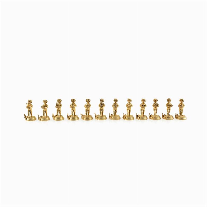 Set di 12 Segnaposto in Argento Dorato