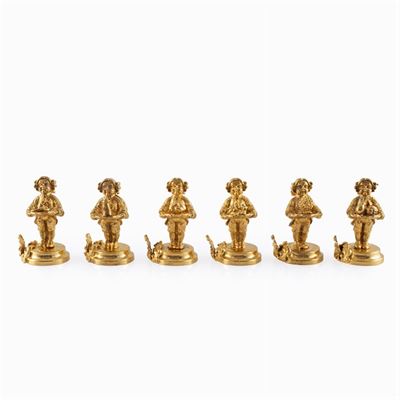 Set di 6 Segnaposto in Argento Dorato