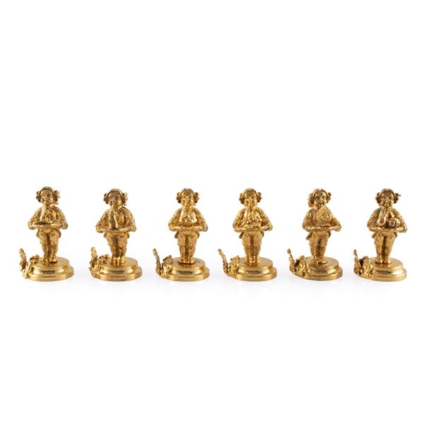 Set of 6  gilded silver place holders