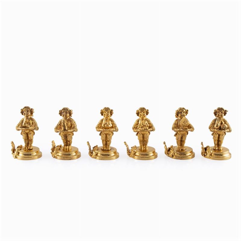 Set di 6 Segnaposto in Argento Dorato