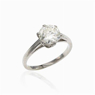 Anello Solitario in Oro Bianco 18kt con Diamante Ct 1,32