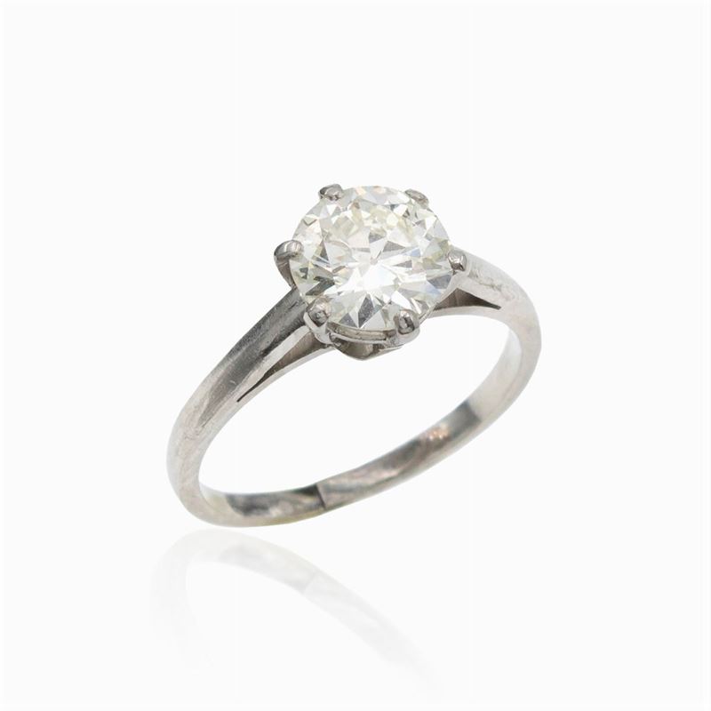 Anello Solitario in Oro Bianco 18kt con Diamante Ct 1,32