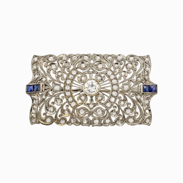 18kt white gold and diamonds rectangular brooch