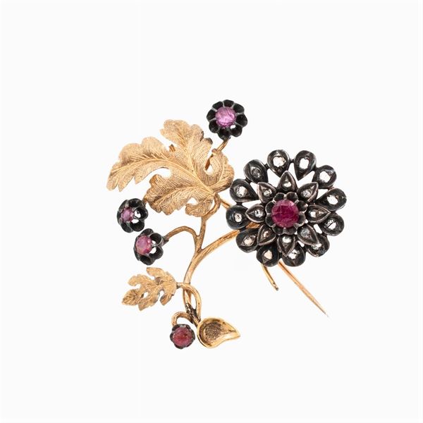 Gold and silver floral brooch