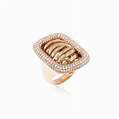 Anello Cocktail in Oro Rosa 18kt e Diamanti