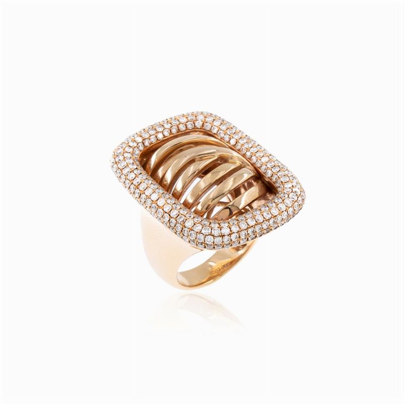 Anello Cocktail in Oro Rosa 18kt e Diamanti
