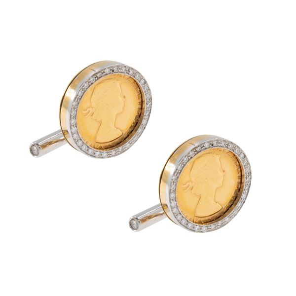 18kt two-colour gold Half sterling cufflinks  - Auction Fine Jewels Watches | Fashion Vintage - Colasanti Casa d'Aste