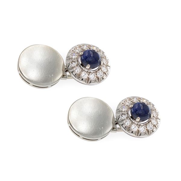 18kt white gold with sapphires and diamonds Cufflinks