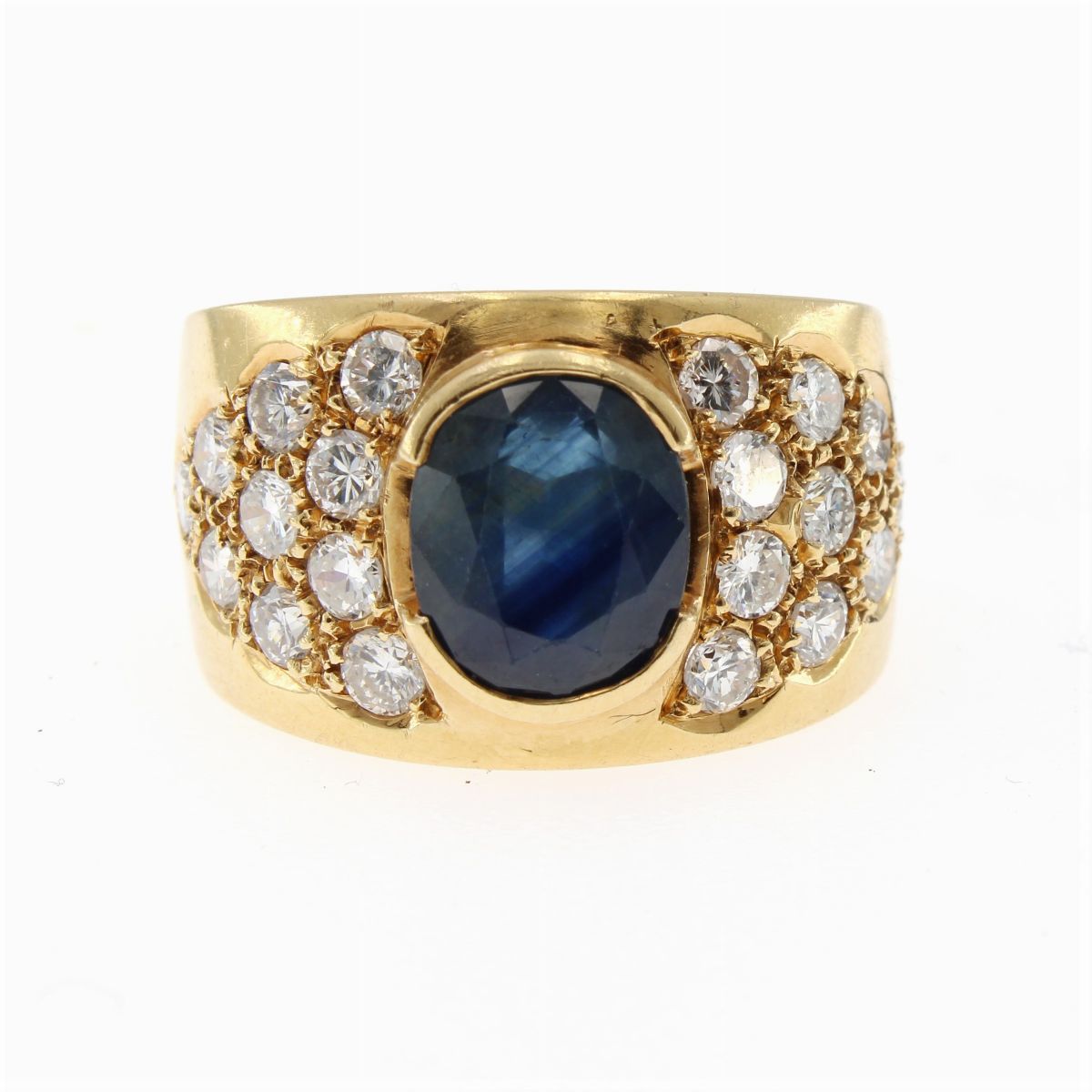 Anello in Oro Giallo 18kt con Zaffiro Naturale