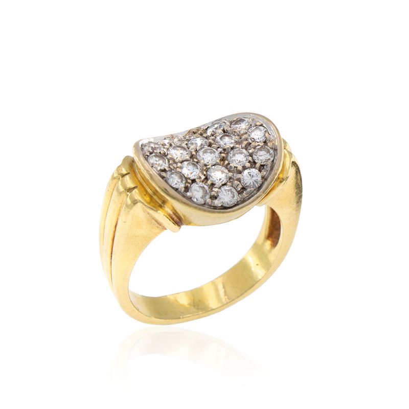 Anello in Oro Giallo e Bianco 18kt con Diamanti