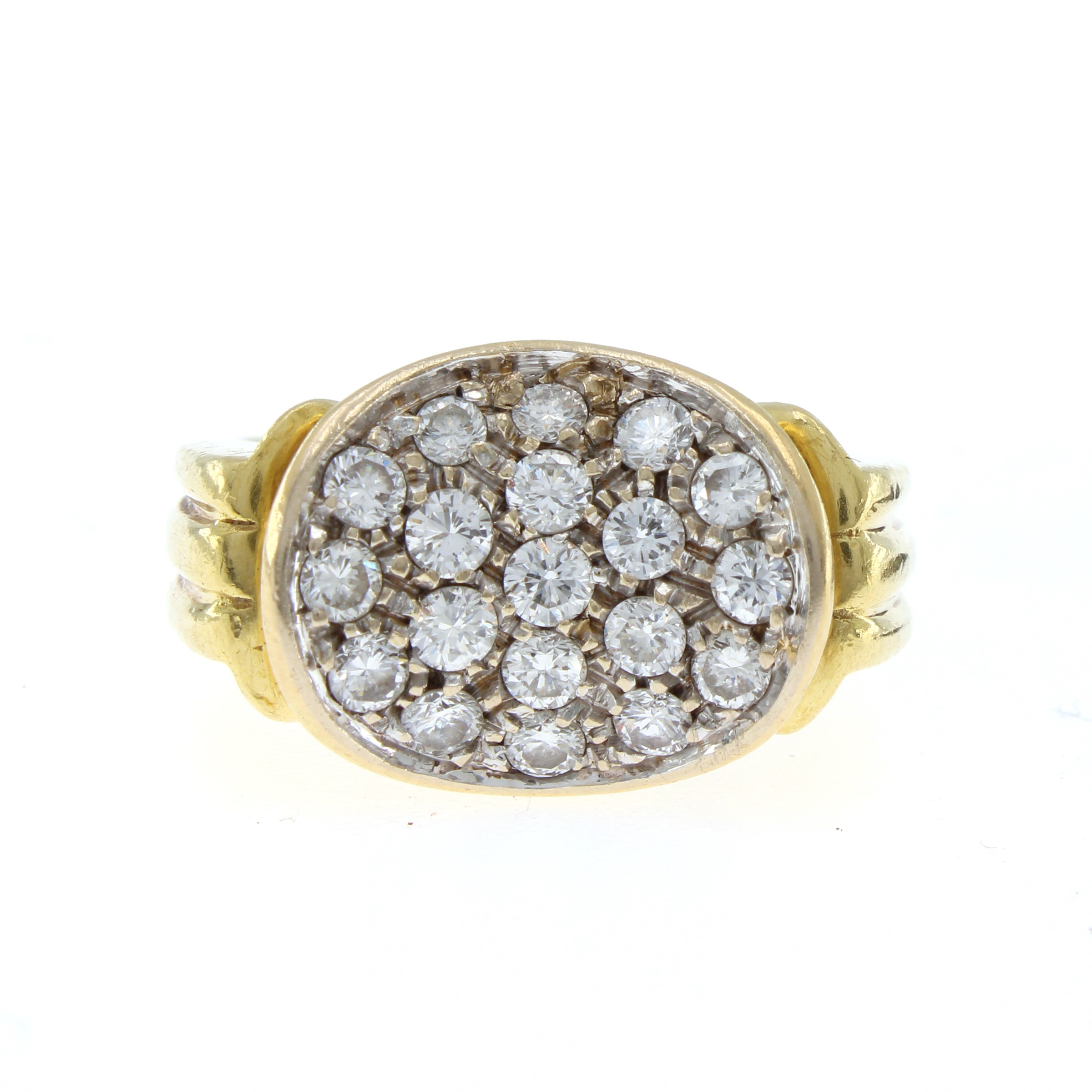 Anello in oro giallo e bianco 18kt con diamanti