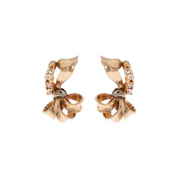 18kt yellow gold and corone roses lobe earrings