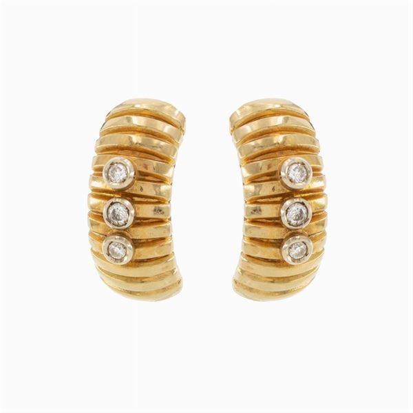 18kt yellow and white gold and diamonds lobe earrings