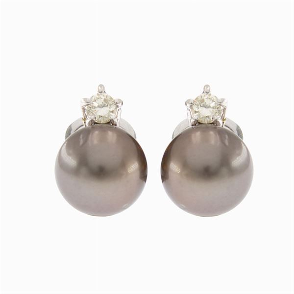 Tahitian pearl and diamond lobe earrings
