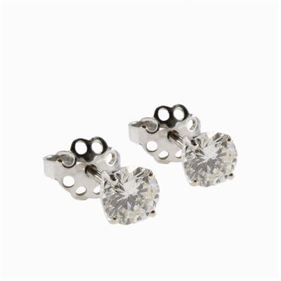 Orecchini a Lobo in Oro Bianco 18kt con Due Diamanti