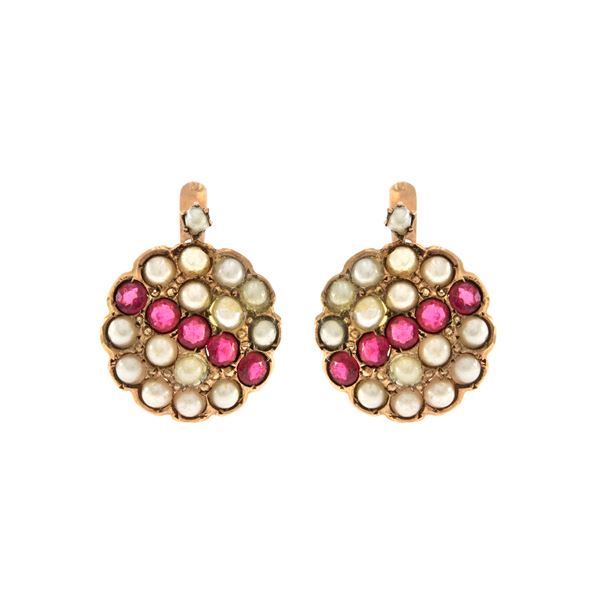 Antique 9kt rose gold leverback earrings