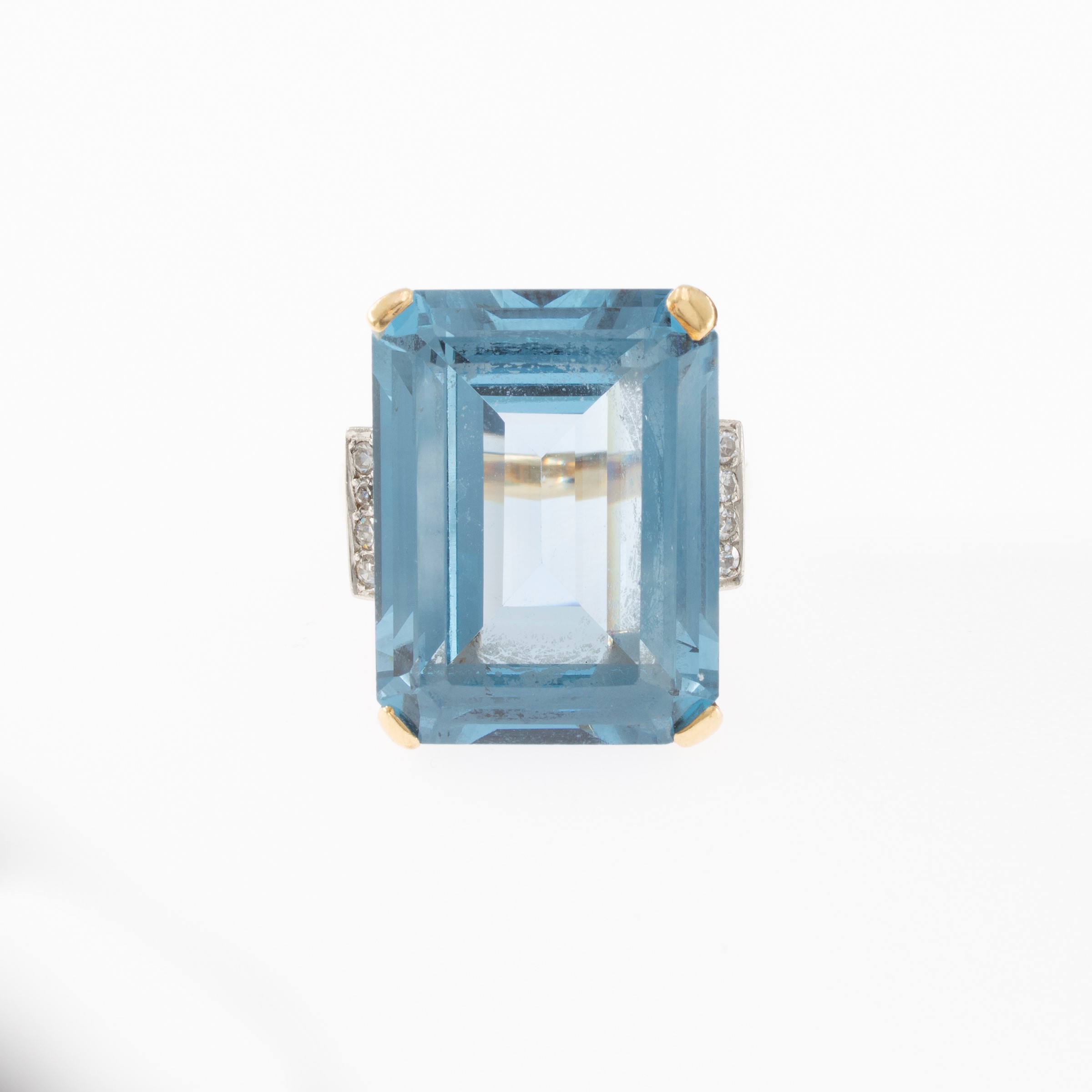 Anello in Oro Giallo e Bianco 18kt con Spinello Azzurro