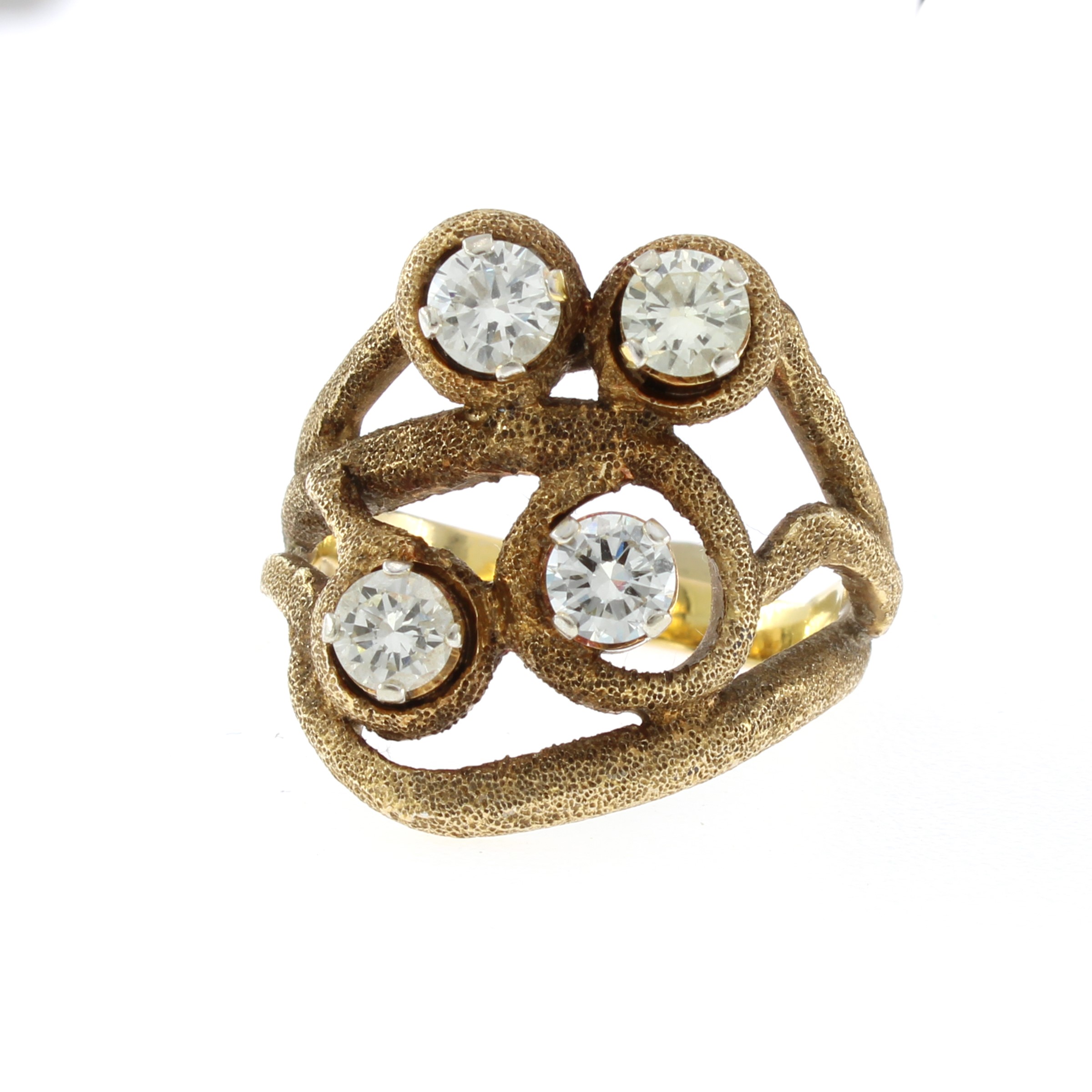 Anello Scultura in Oro Giallo Sabbiato 18kt