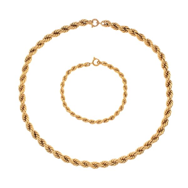 18kt yellow gold necklace and bracelet