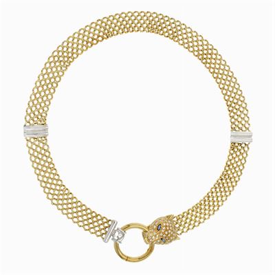 Collana Pantera in Oro Giallo e Bianco 18kt
