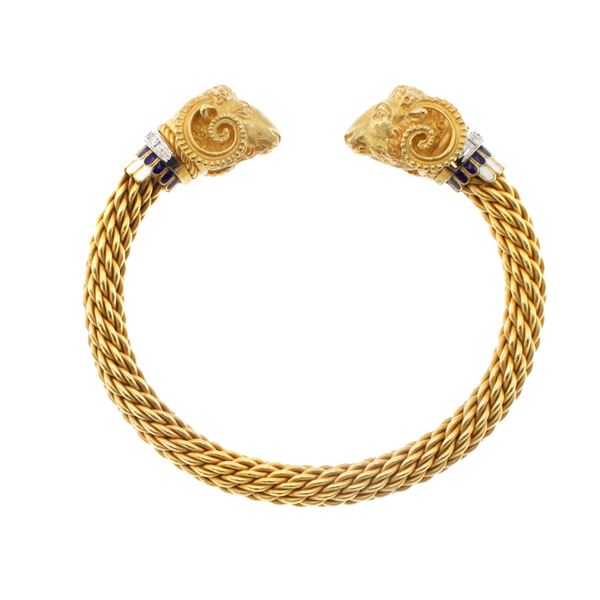 Bracciale a manetta in oro giallo 18kt  - Asta Gioielli Orologi | Fashion Vintage - Colasanti Casa d'Aste