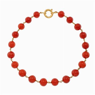 Collana Ad un Filo di Corallo Rosso