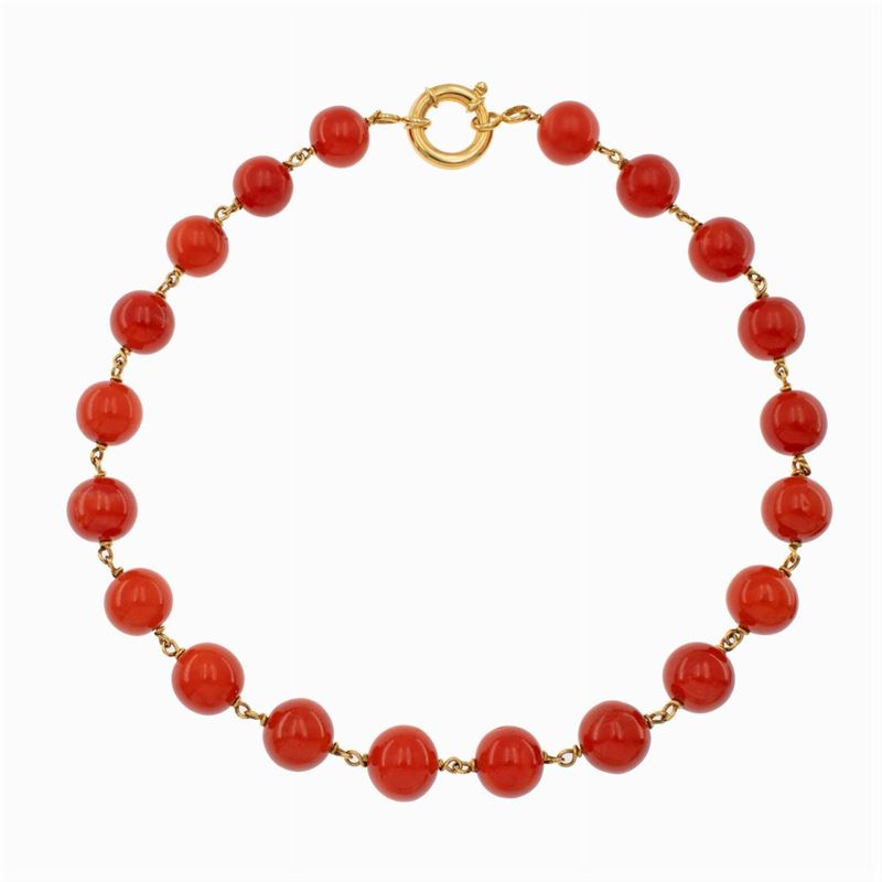 Collana Ad un Filo di Corallo Rosso