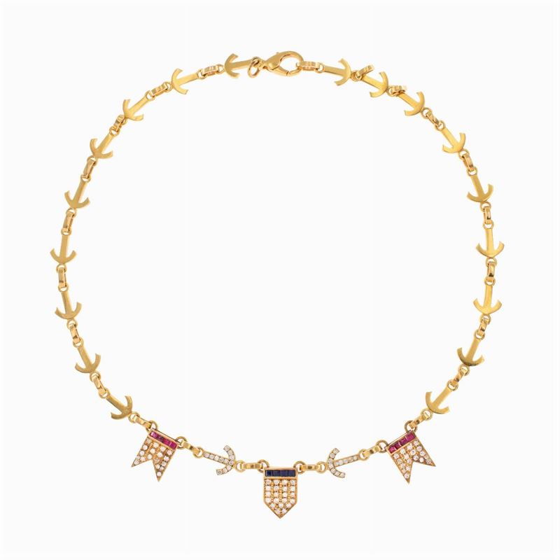 Collana in Oro Giallo 18kt con Bandiere Nautiche