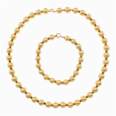 Collana e Bracciale Boules in Oro Giallo 18kt