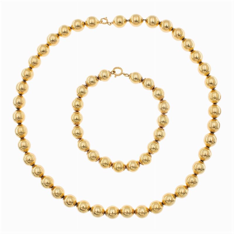 Collana e Bracciale Boules in Oro Giallo 18kt