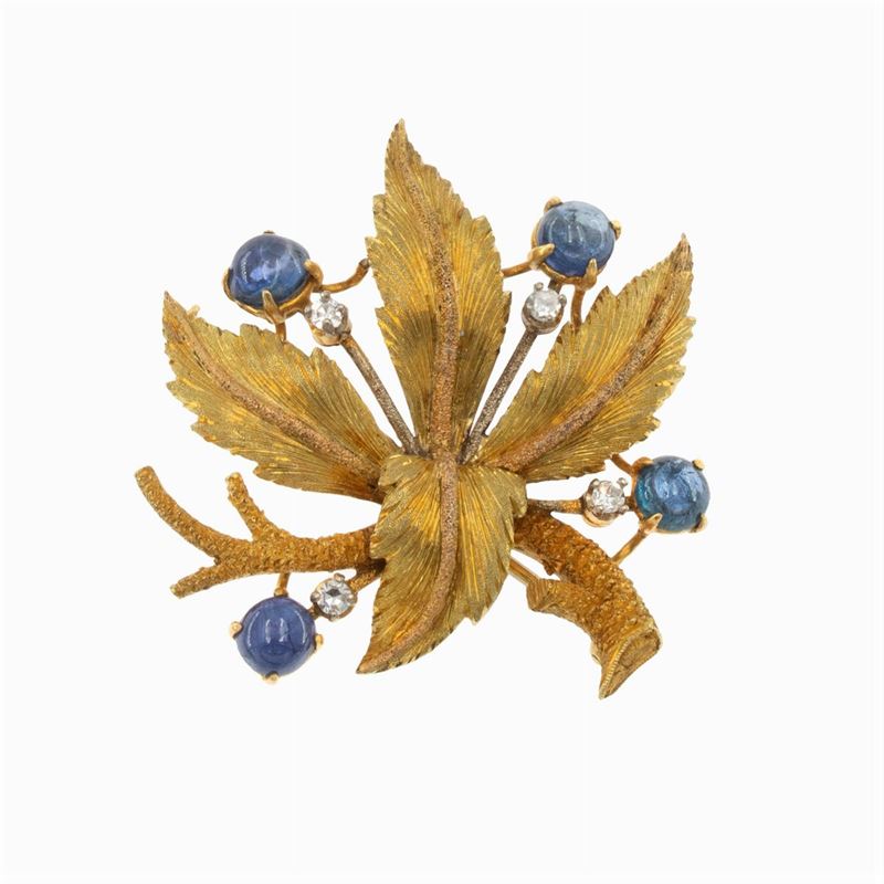 Spilla a Motivo Floreale in Oro Giallo e Rosa 18kt